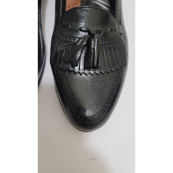 International Passport men's  Black Leather Slip-On Loafers With Tassel Detail S - Picture 11 of 13